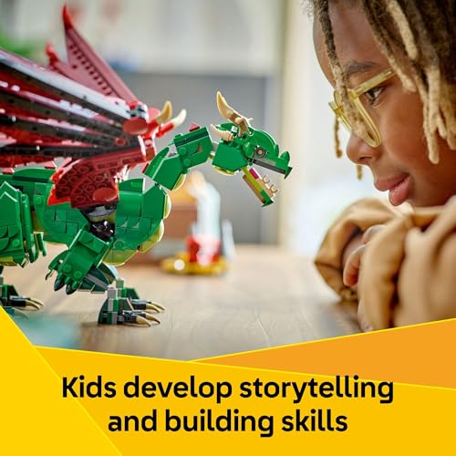 LEGO Creator 3 in 1 Medieval Dragon Toy Building Toy with 3 Build Options B2376