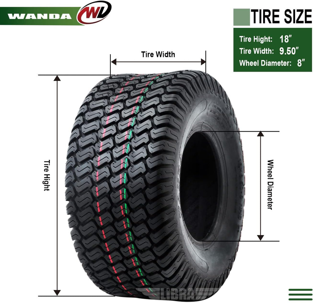 18x9.50-8 Lawn Mower Turf Tires Pack of 2 Q610854