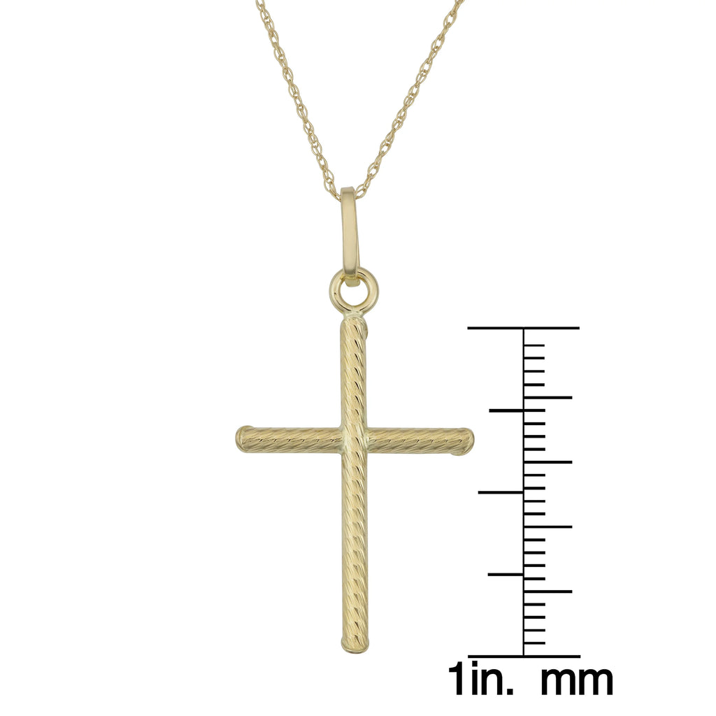 10k Yellow Gold Cross Pendant Rope Chain Necklace 18 inch L685679