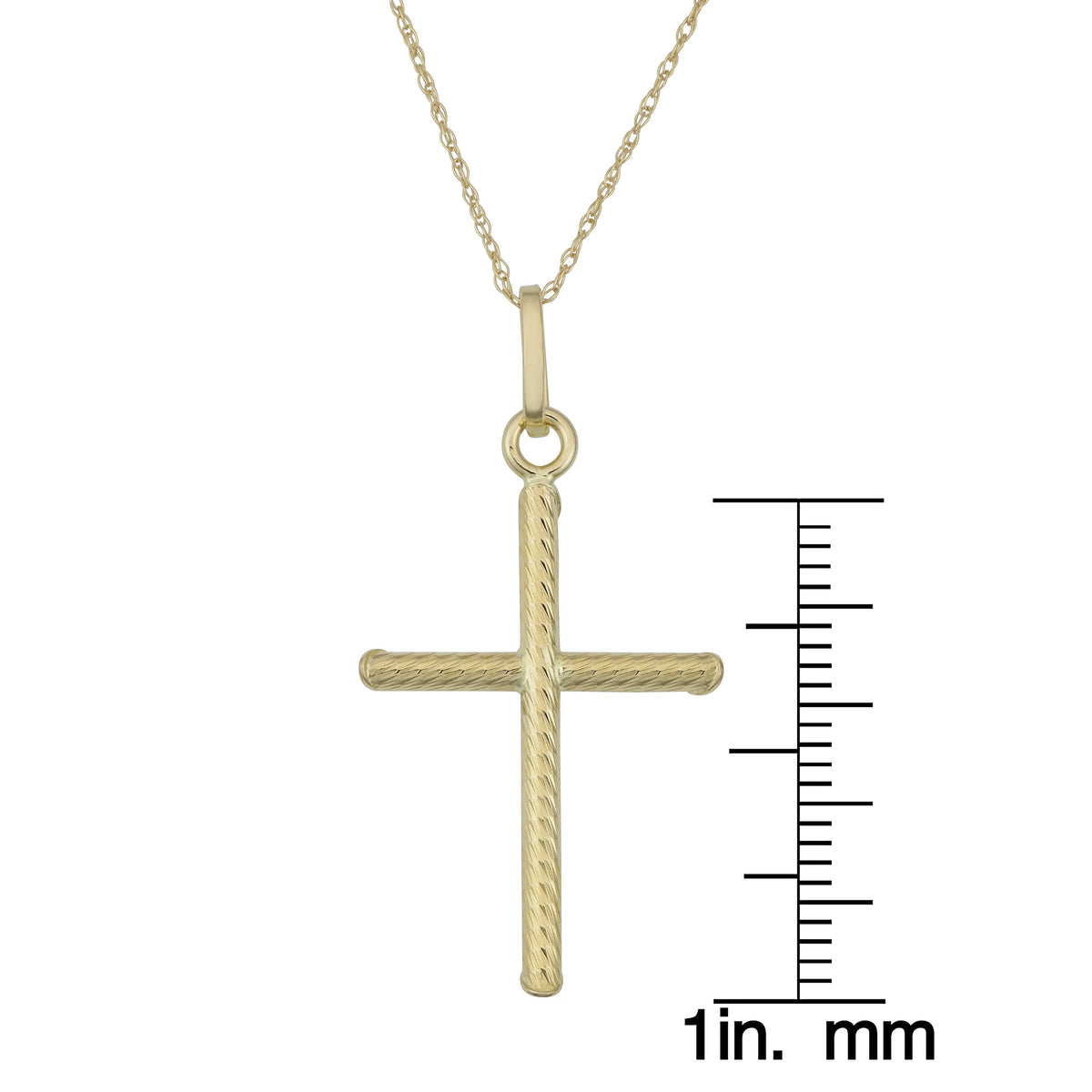 10k Yellow Gold Cross Pendant Rope Chain Necklace 18 inch L685679