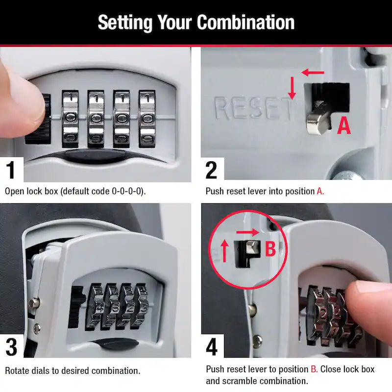Lock Box, Resettable Combination Dials, 4 Pack Y412433