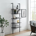 5 Tier Black Wall Mount Bookshelf Z24443