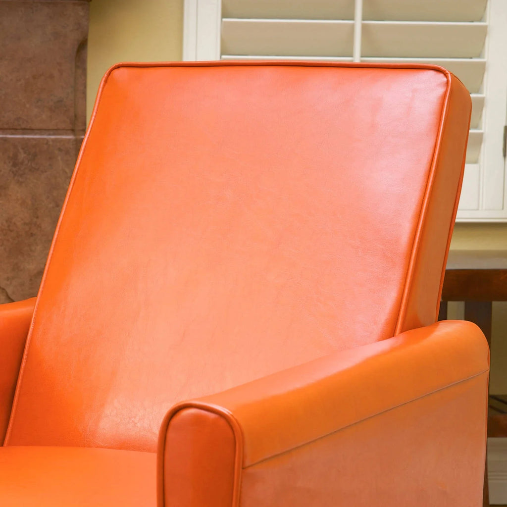 Orange Bonded Leather Push Back Recliner K2676
