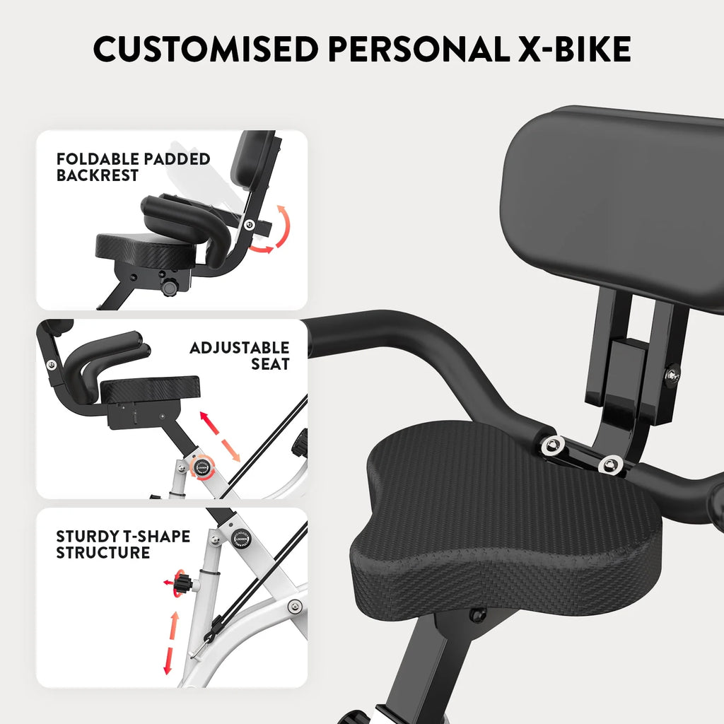 Upright Folding Magnetic Exercise Bike with Arm Resistance Bands L77111