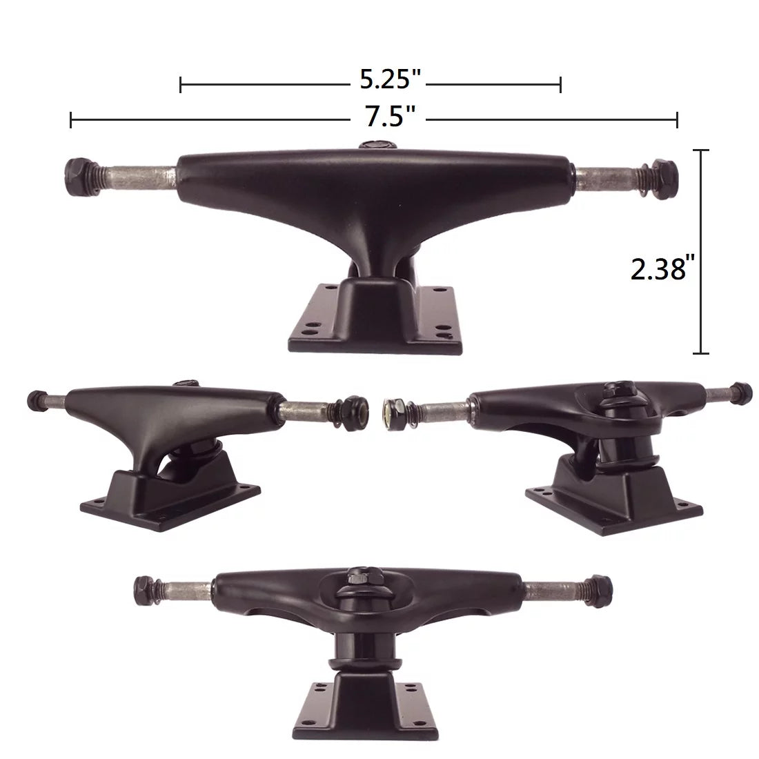 5 inch Black Skateboard Trucks and 60mm Gel Green Wheels Set E102040