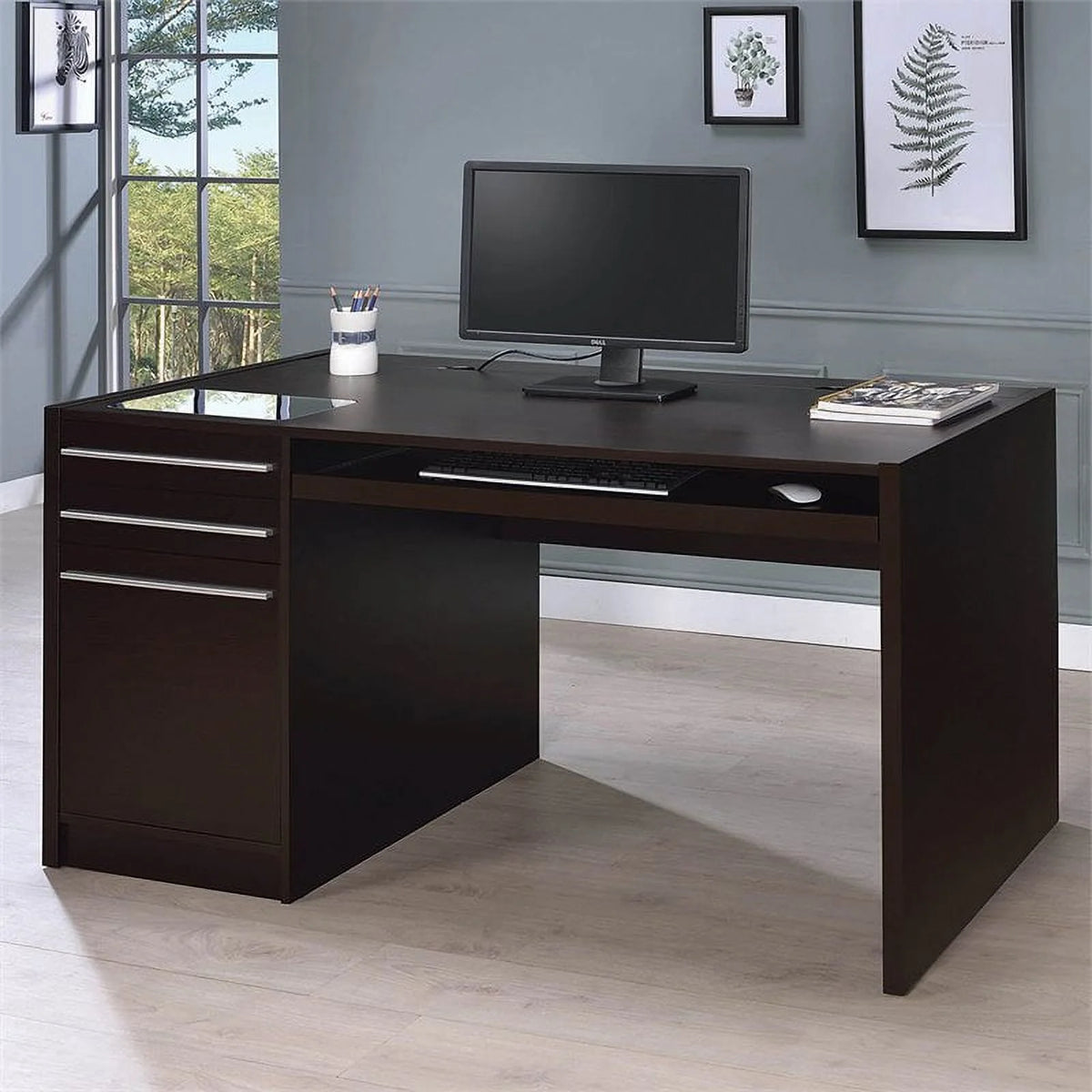 Cappuccino Computer Desk with Drawers O204
