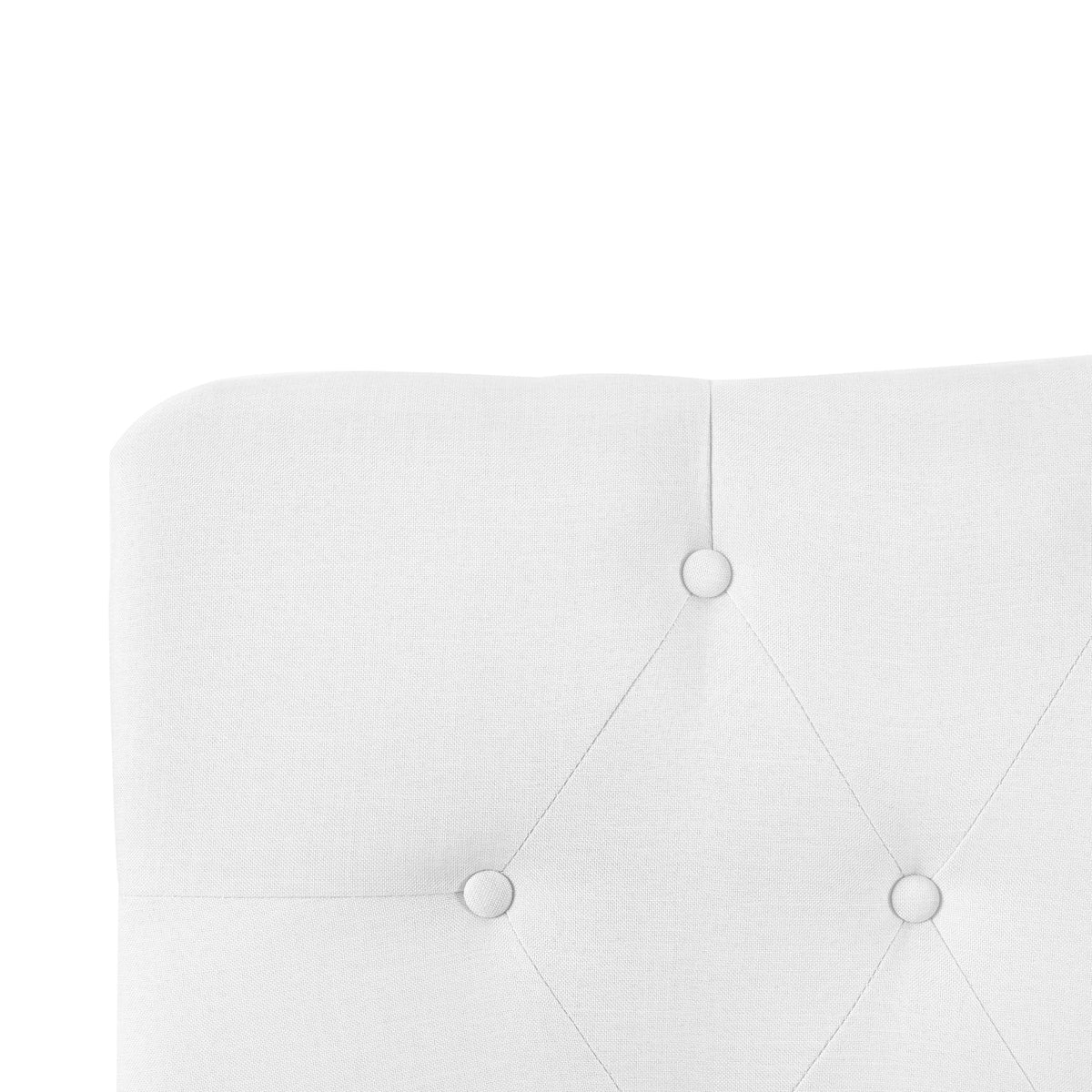 White Linen Upholstered Button Tufted Queen Headboard N32214
