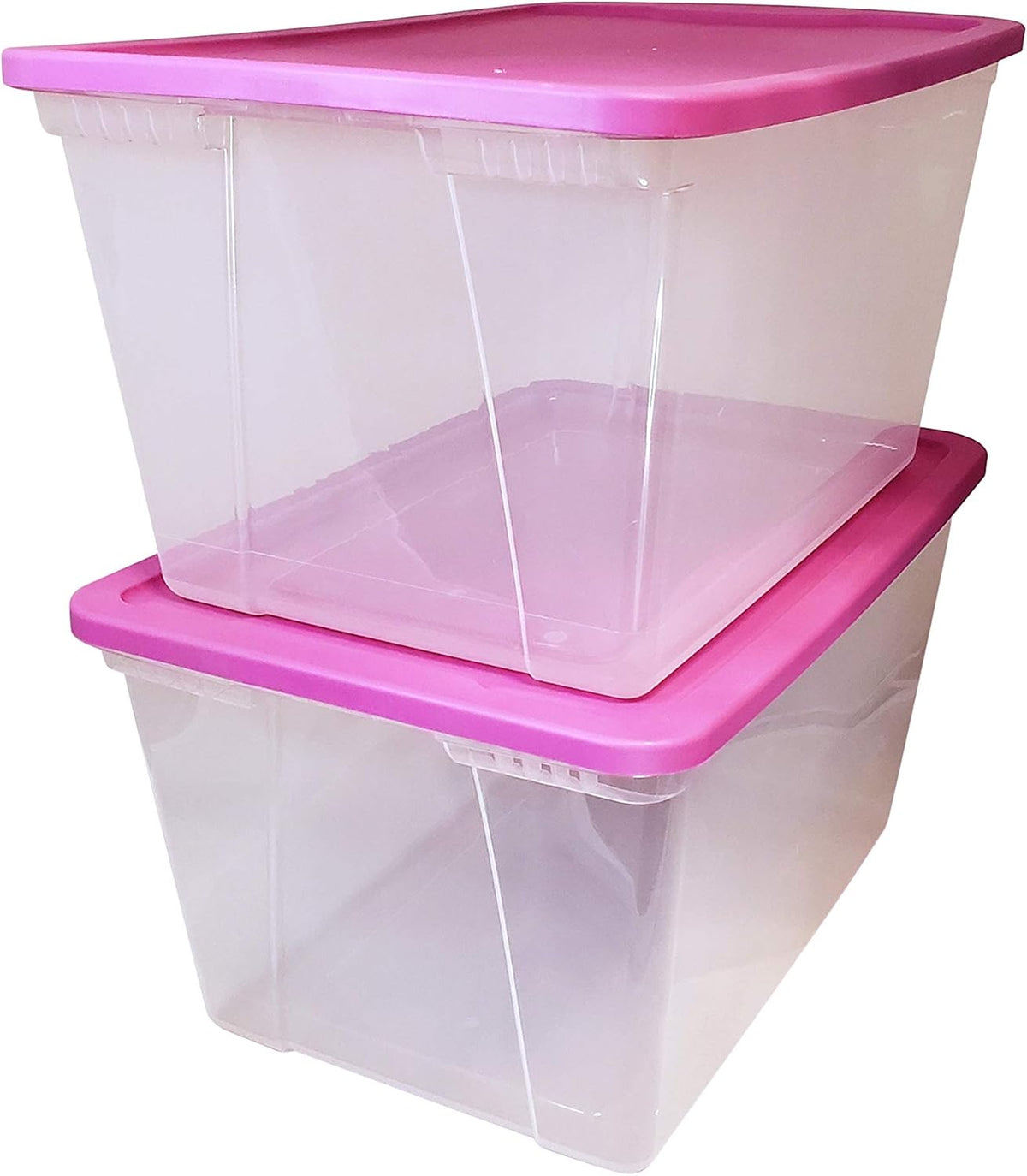 Clear Storage Bin with Lid, 56 Quart, White, 2 Count I806