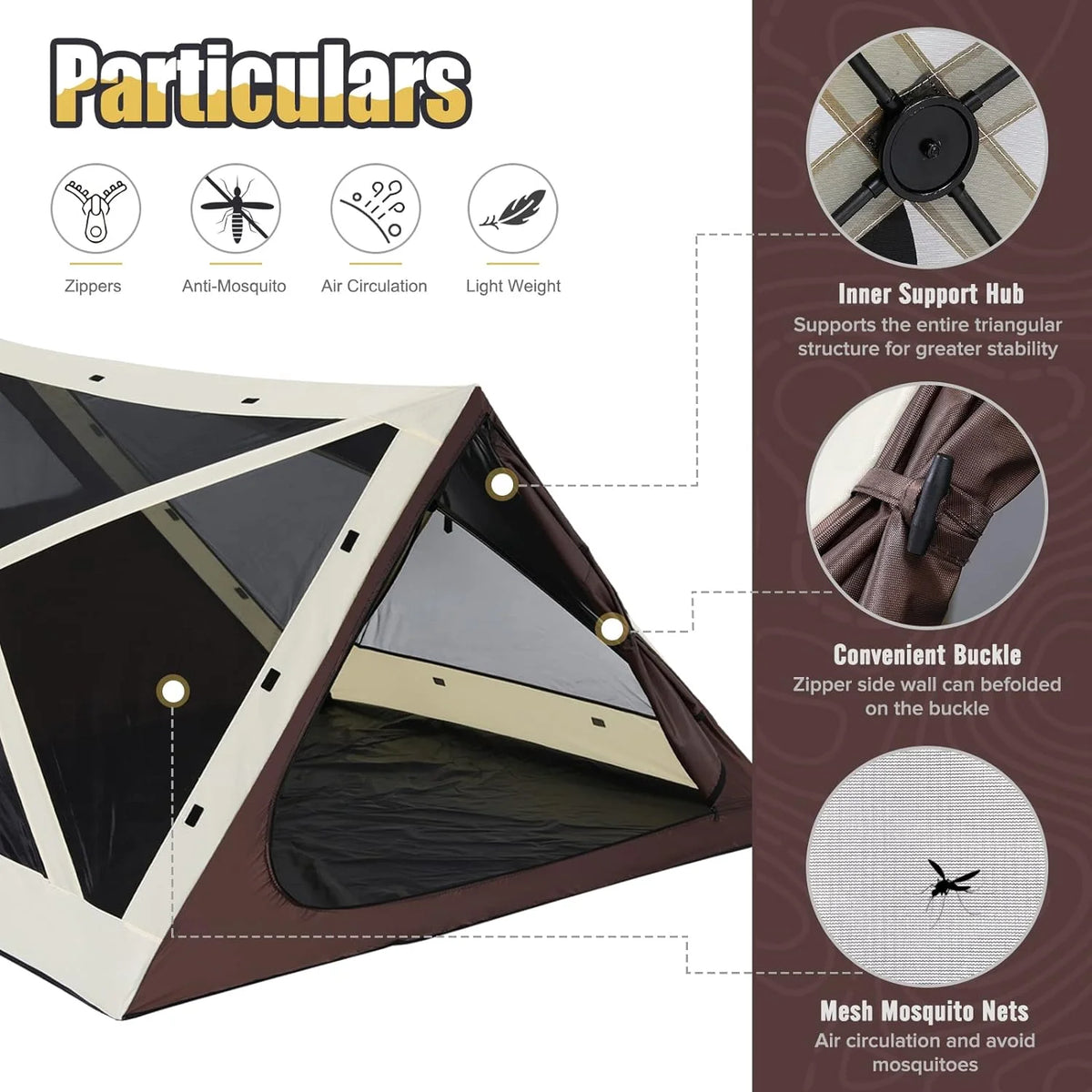 Beige Coffee 7x7 Screen House Camping Tent I90615