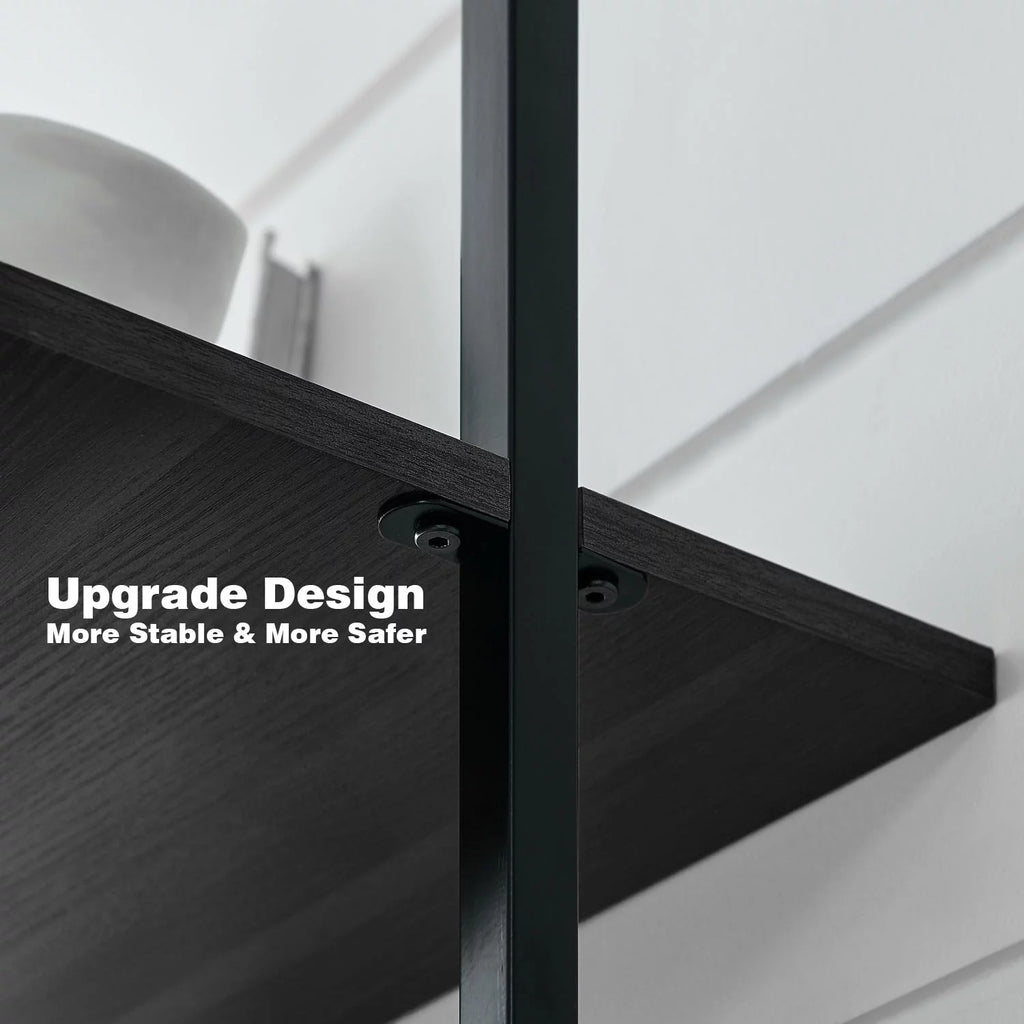 5 Tier Black Wall Mount Bookshelf Z24443