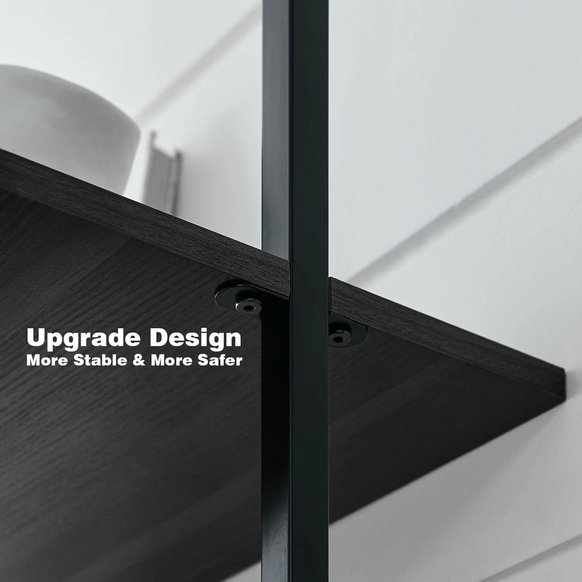 5 Tier Black Wall Mount Bookshelf Z24443