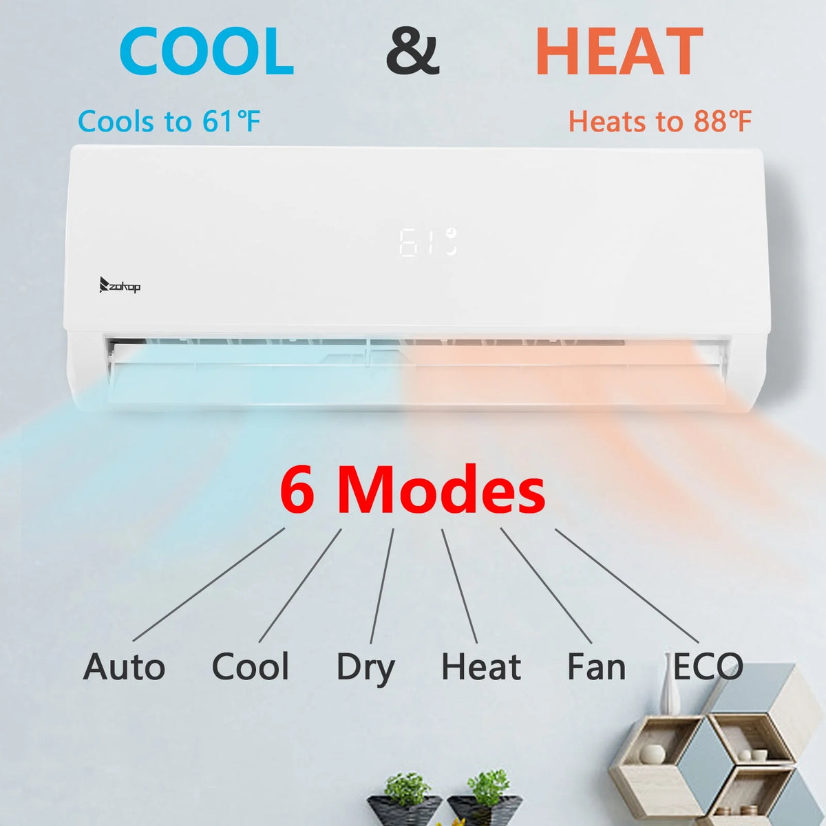 9000 BTU Wifi Enabled Mini Split Air Conditioner & Heater D86683