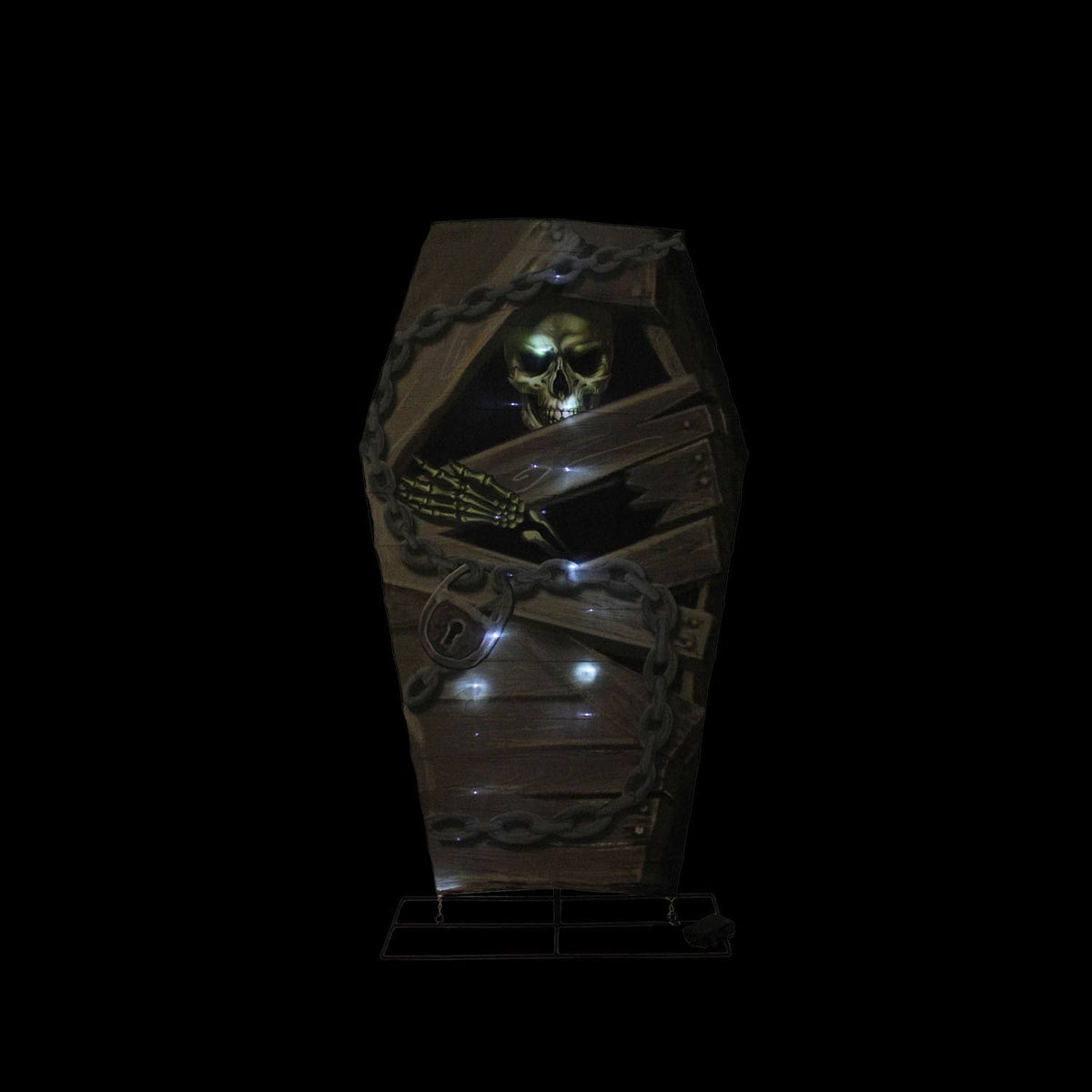 Black Battery Operated LED Lighted Skeleton in Coffin H537683