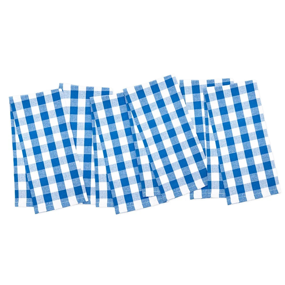 6 Pack Buffalo Plaid Kitchen Towels - 20 x 30 - Blue & White W32694