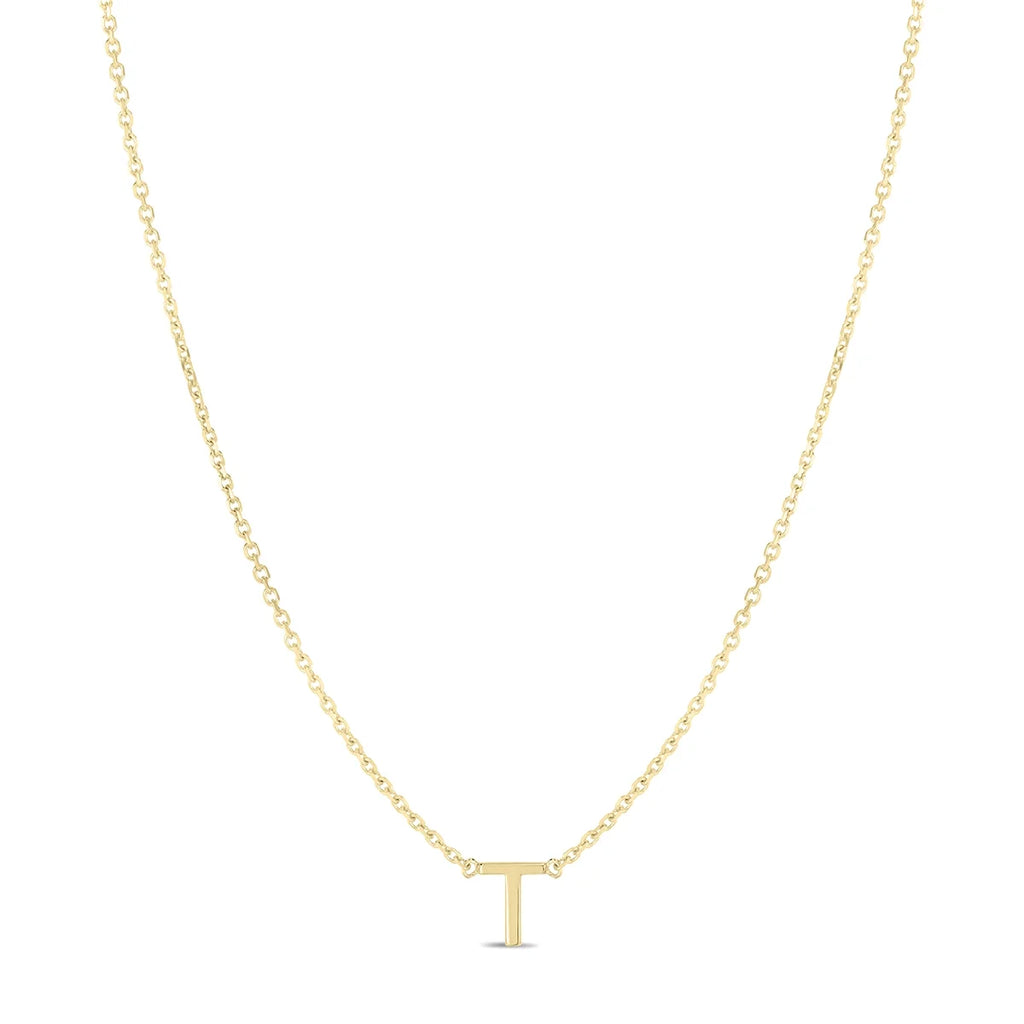 14K Solid Yellow Gold Initial Necklace H762