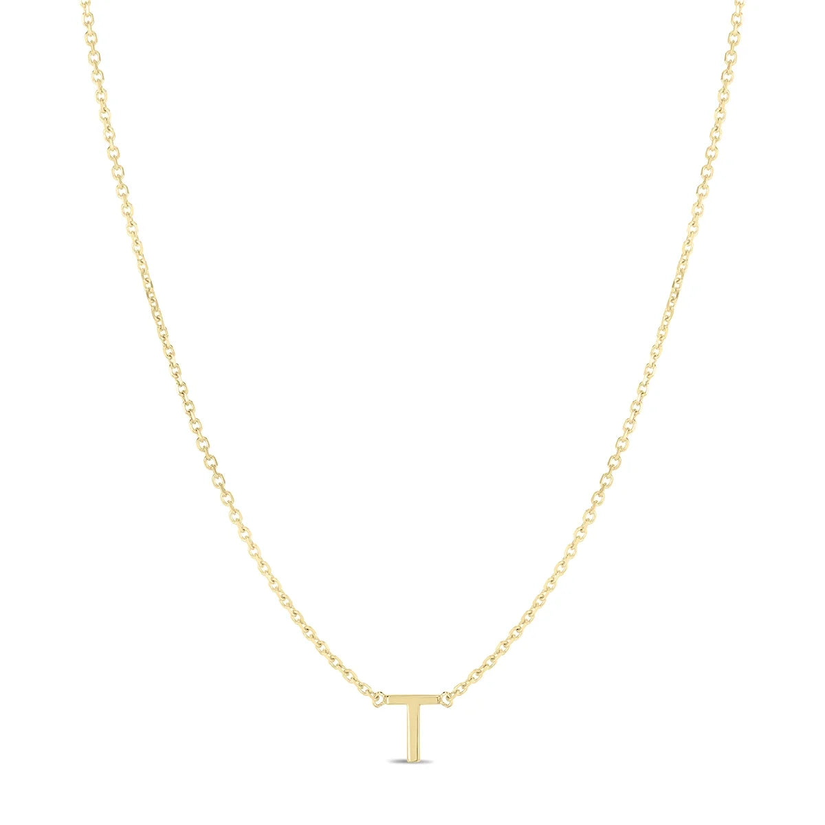 14K Solid Yellow Gold Initial Necklace H762