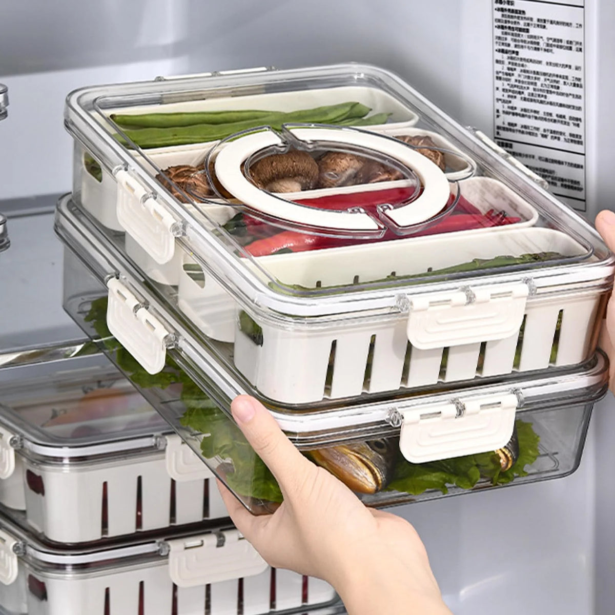 Storage Containers with Lid and Handle, 4 Removable Colanders I359774