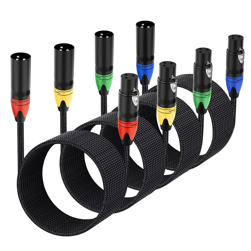 XLR DMX Cables 3ft 6 Pack Black Braided E353