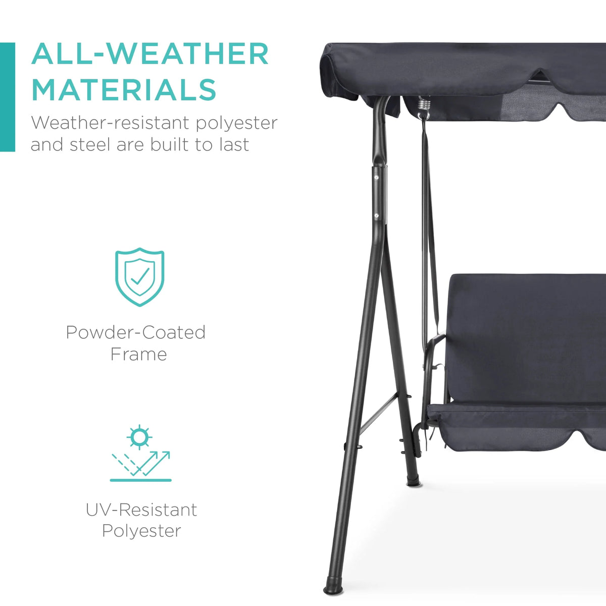 2-Person Convertible Canopy Swing Glider Lounge Chair with Removable Cushions Blue G4512