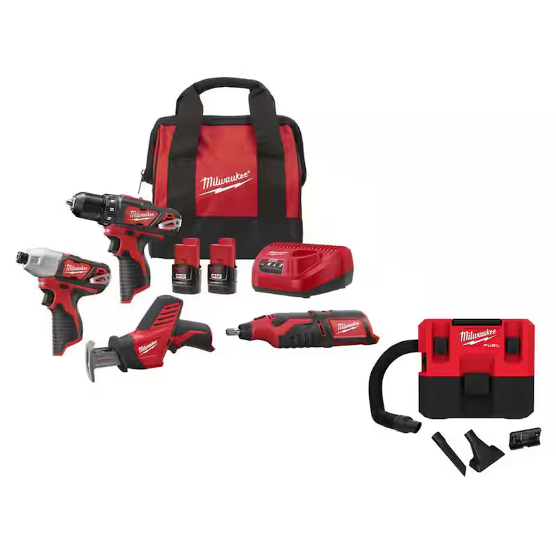 12V Cordless 4-Tool Combo Kit with 1.5Ah Batteries and Charger J212