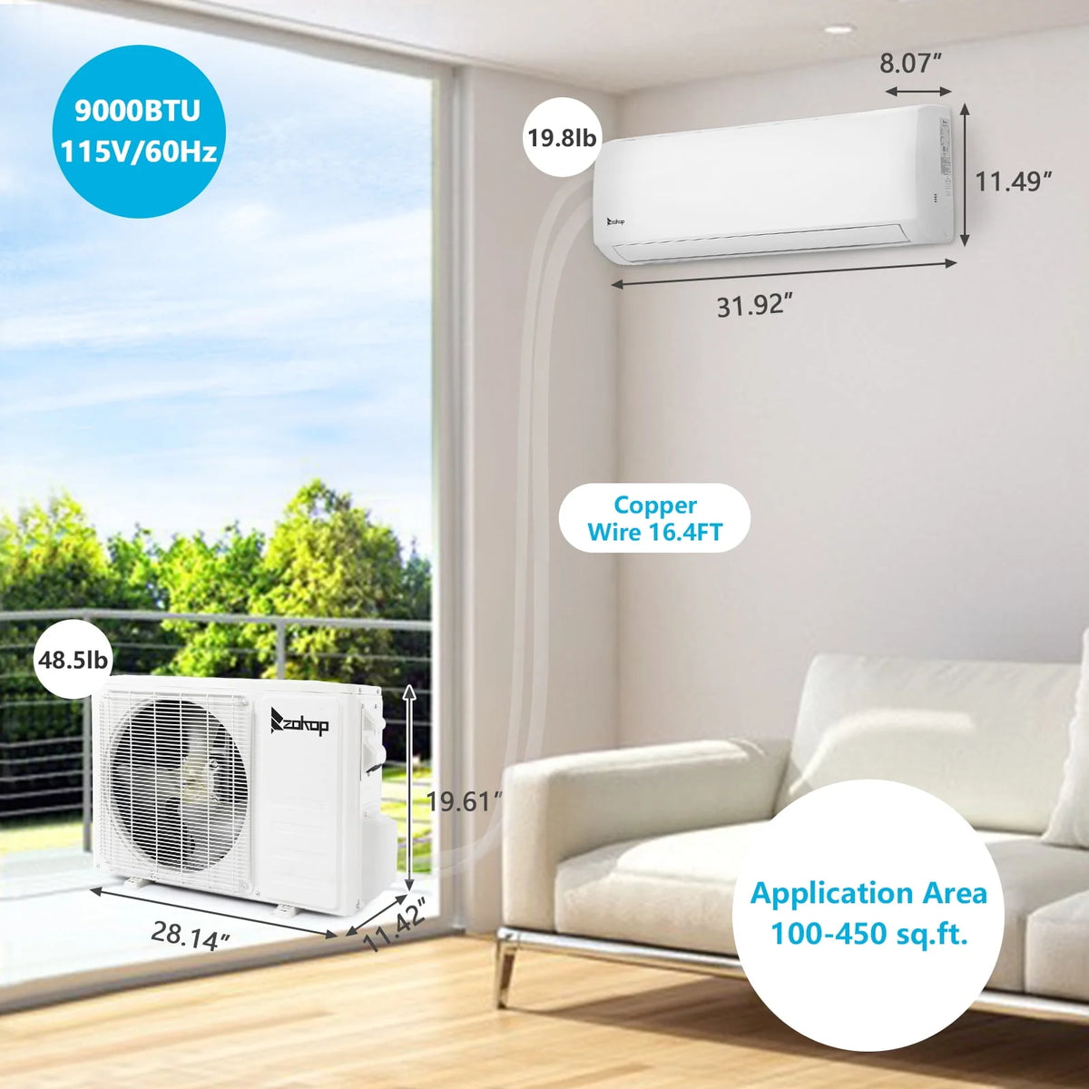 9000 BTU Wifi Enabled Mini Split Air Conditioner & Heater D86683