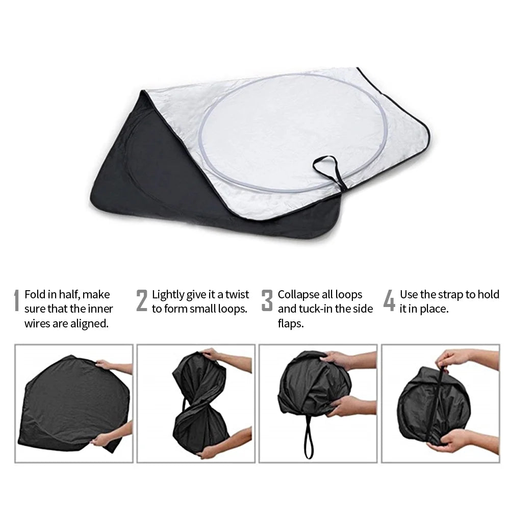 75.5"x 37.5" Silver Reflective Fabric Windshield Sun Shade D480670