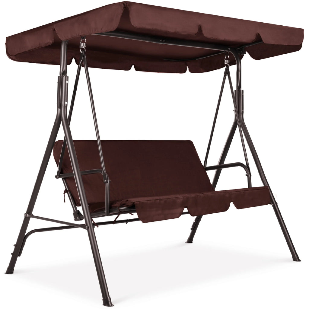 2-Person Convertible Canopy Swing Glider Lounge Chair with Removable Cushions Blue G4512