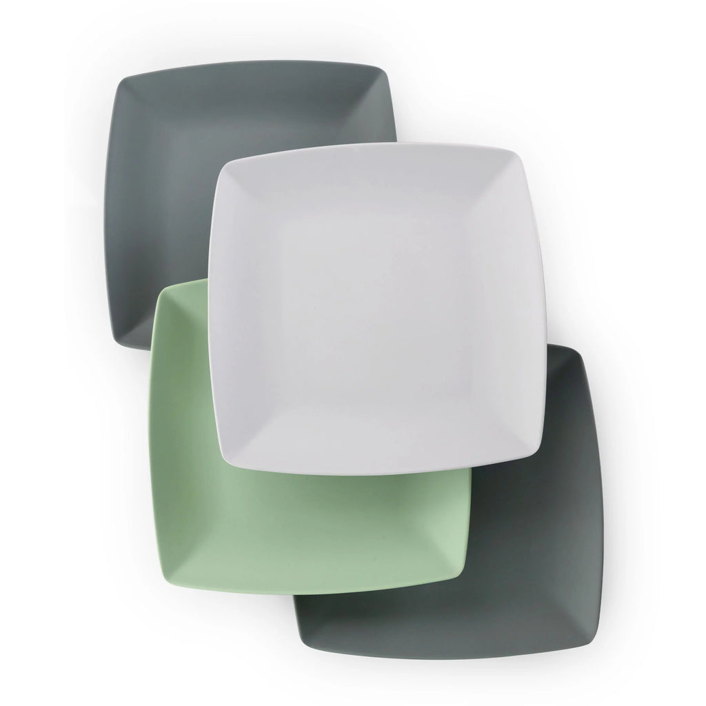 4 Piece 10.5 Inch Square Melamine Dinner Plate Set C1210