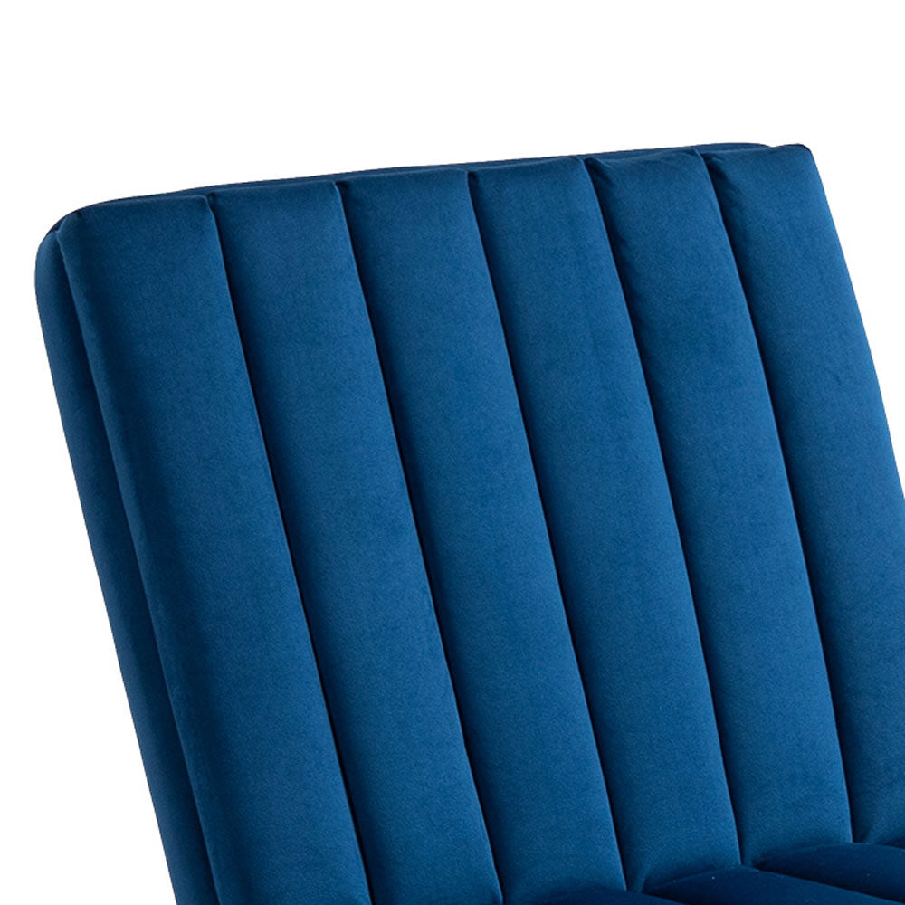 Dark Blue Velvet Lounge Chair Set with Adjustable Backrest and Ottoman U163546