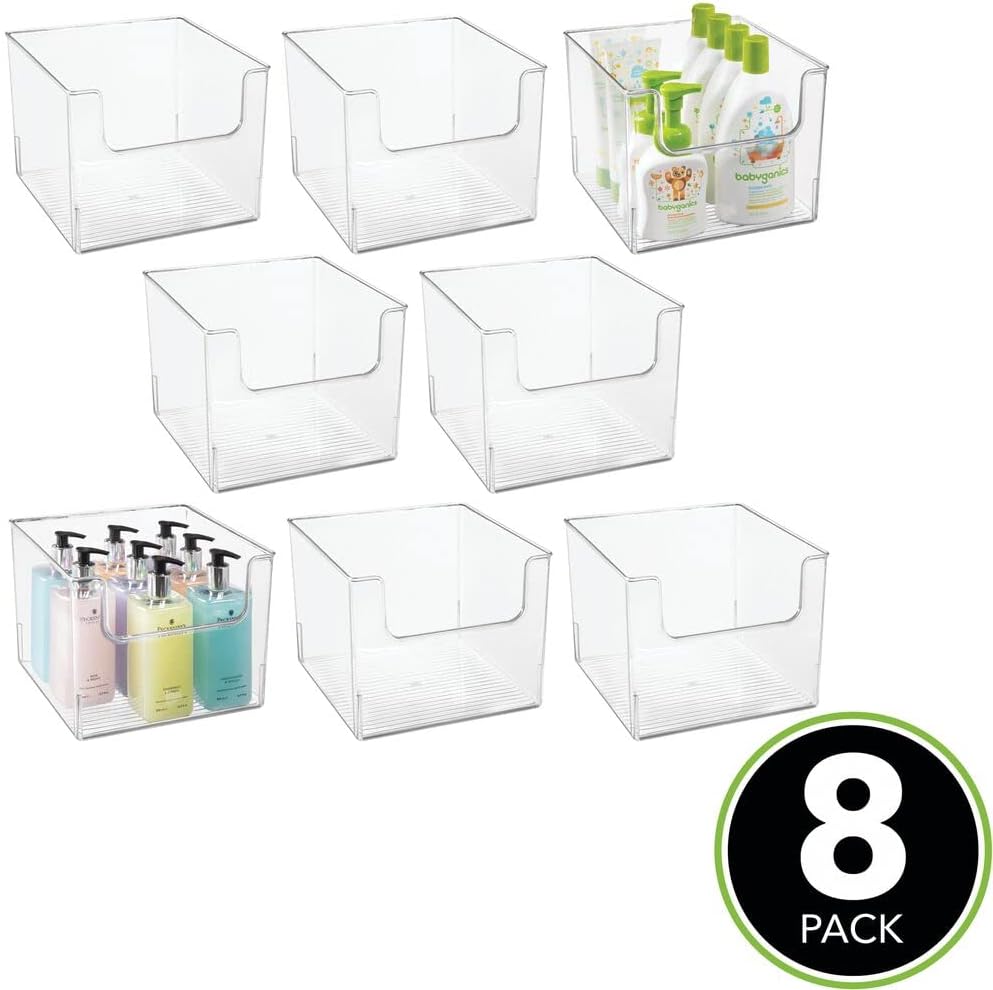 Clear Plastic 8 Pack Storage Basket Bin U711043