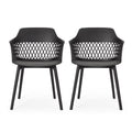 Black Plastic Patio Dining Arm Chair Set of 2 K2715