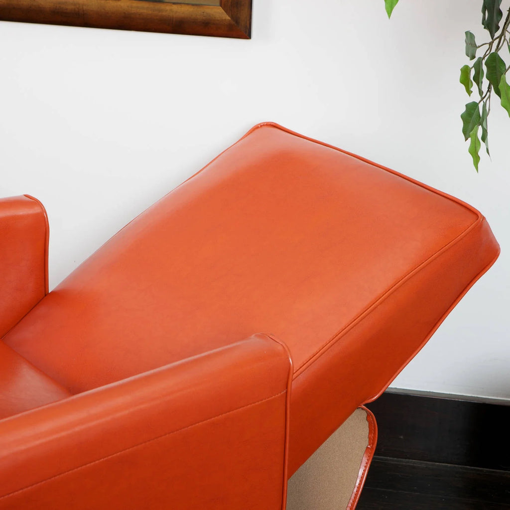 Orange Bonded Leather Push Back Recliner K2676