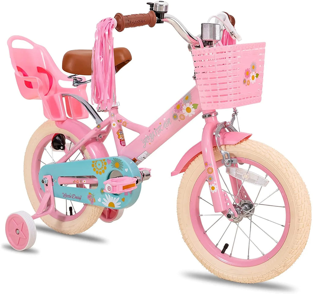 12 Inch Kids Bike with Training Wheels and Basket Pink A723517