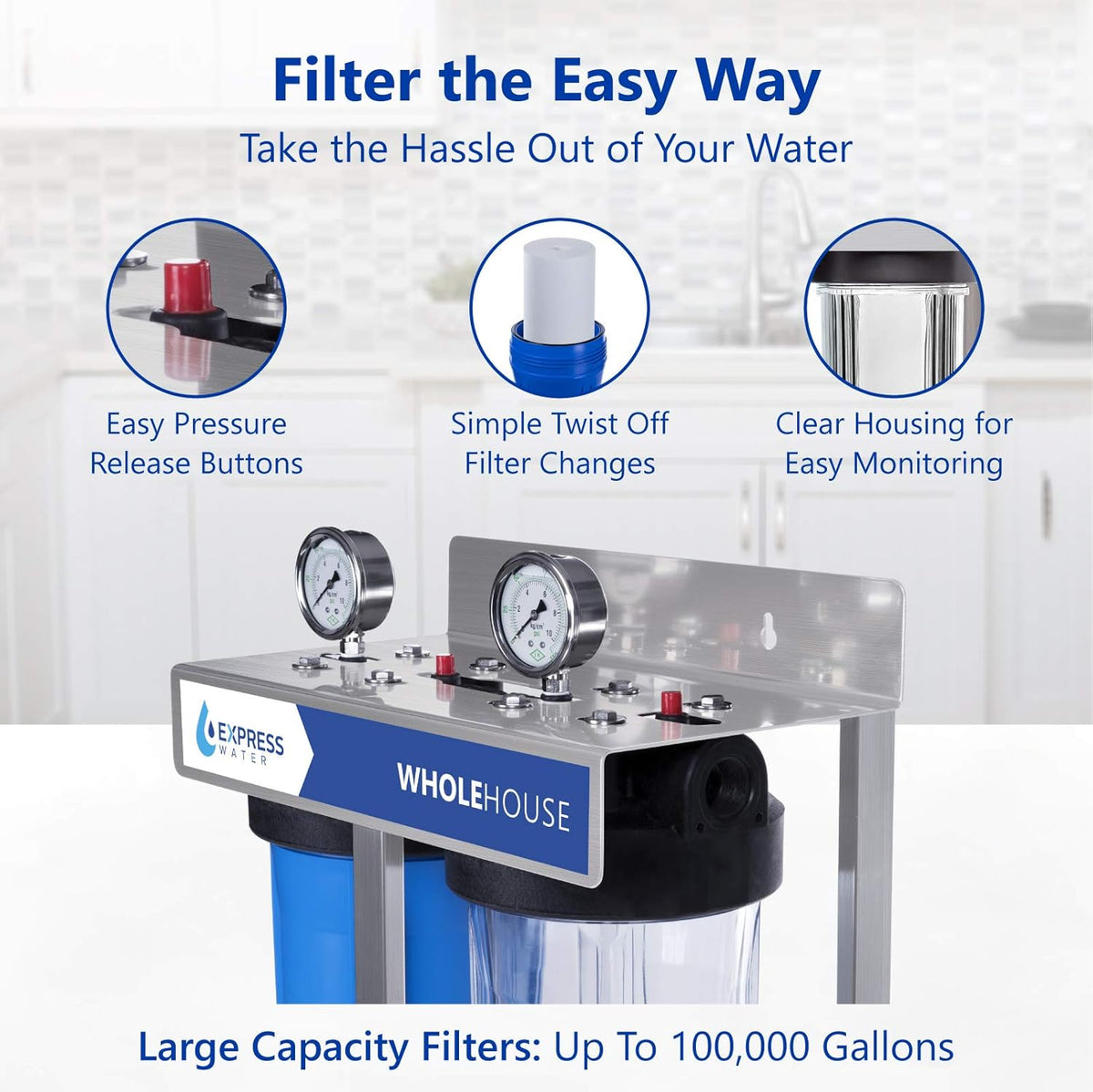 2 Stage Whole House Water Filter with Sediment and Carbon Filter N637358