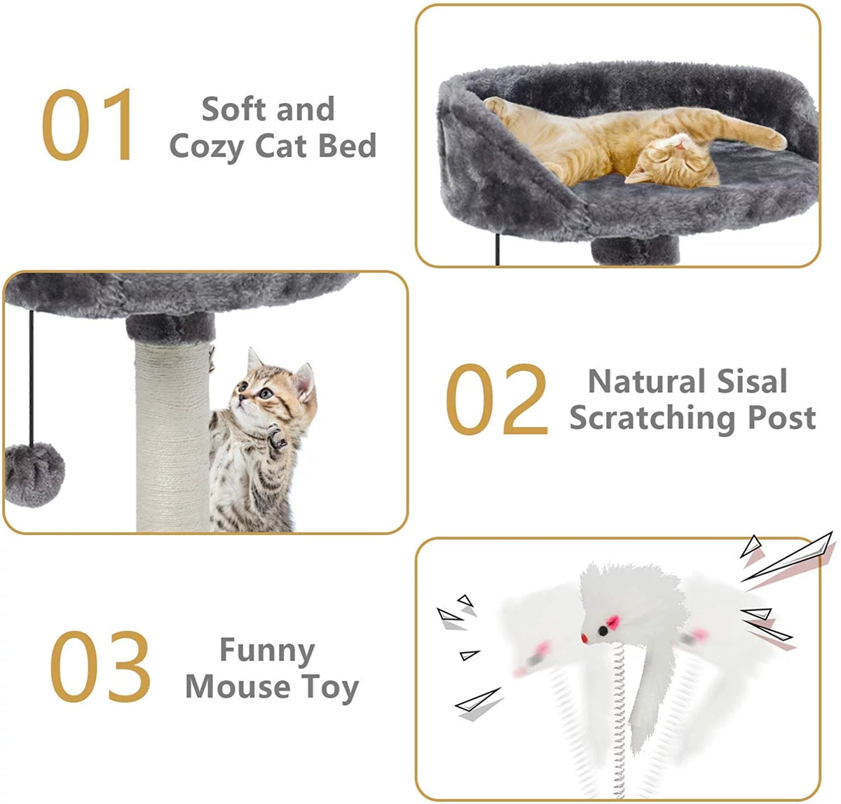 17" Cat Tree Climb Tower with Condo and Perches Gray R104