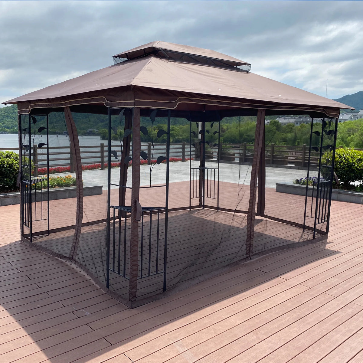 13x10 Ventilated Double Roof Canopy Tent with Detachable Mesh A68953