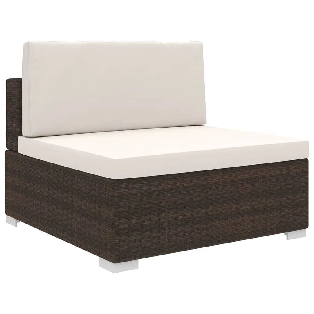 Brown Poly Rattan Sectional Middle Seat with Cushions N597