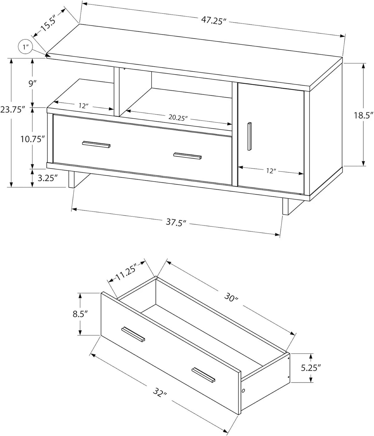 Black Grey Reclaimed Wood-Look TV Stand Q5582