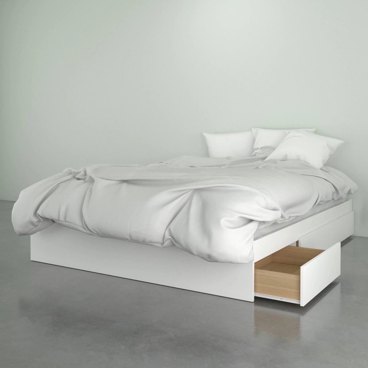 4 Piece Queen Size Walnut and White Bedroom Set J946
