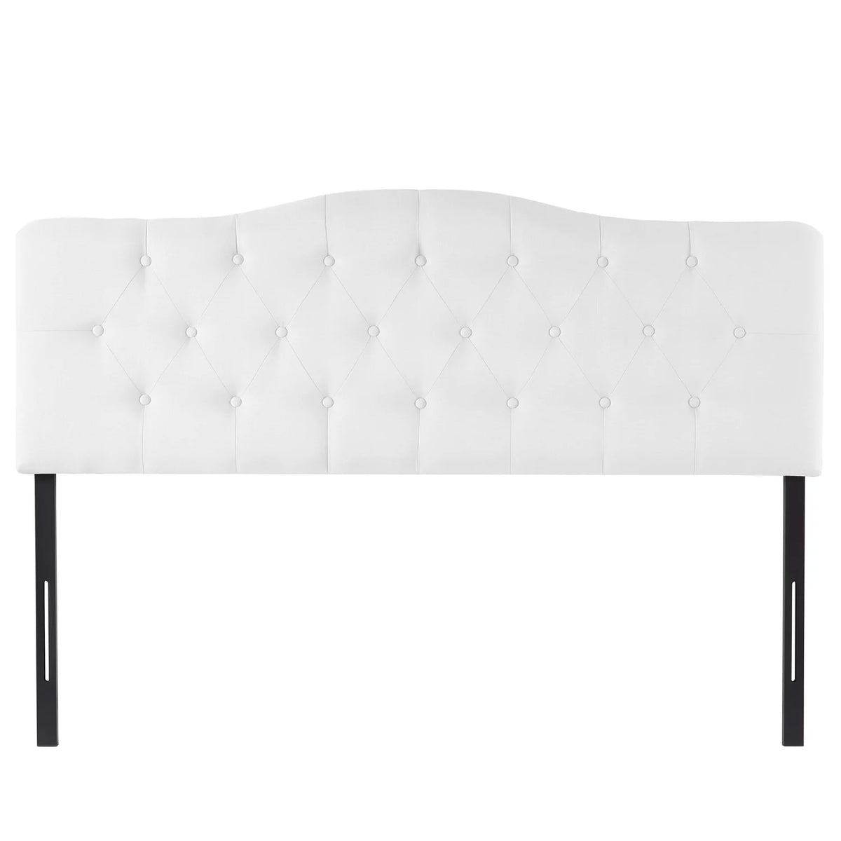 White Linen Upholstered Button Tufted Queen Headboard N32214