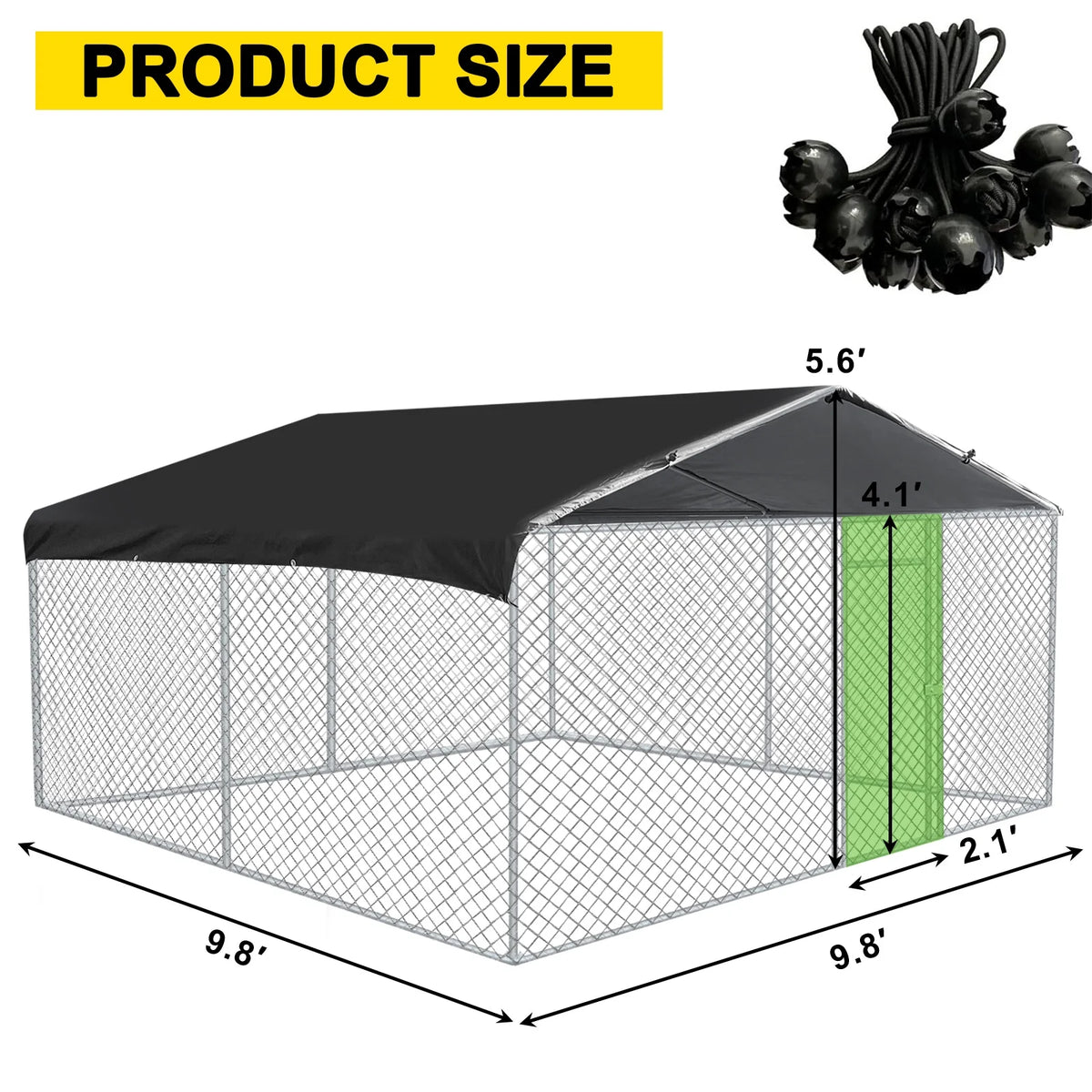 10ft x 10ft Metal Dog Kennel with Roof W261