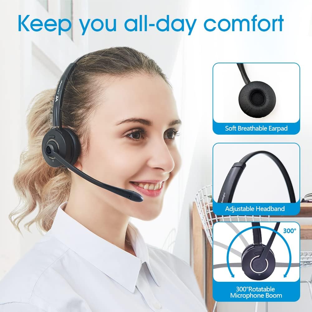 Wireless Bluetooth Headset with Noise-Cancelling Microphone M734