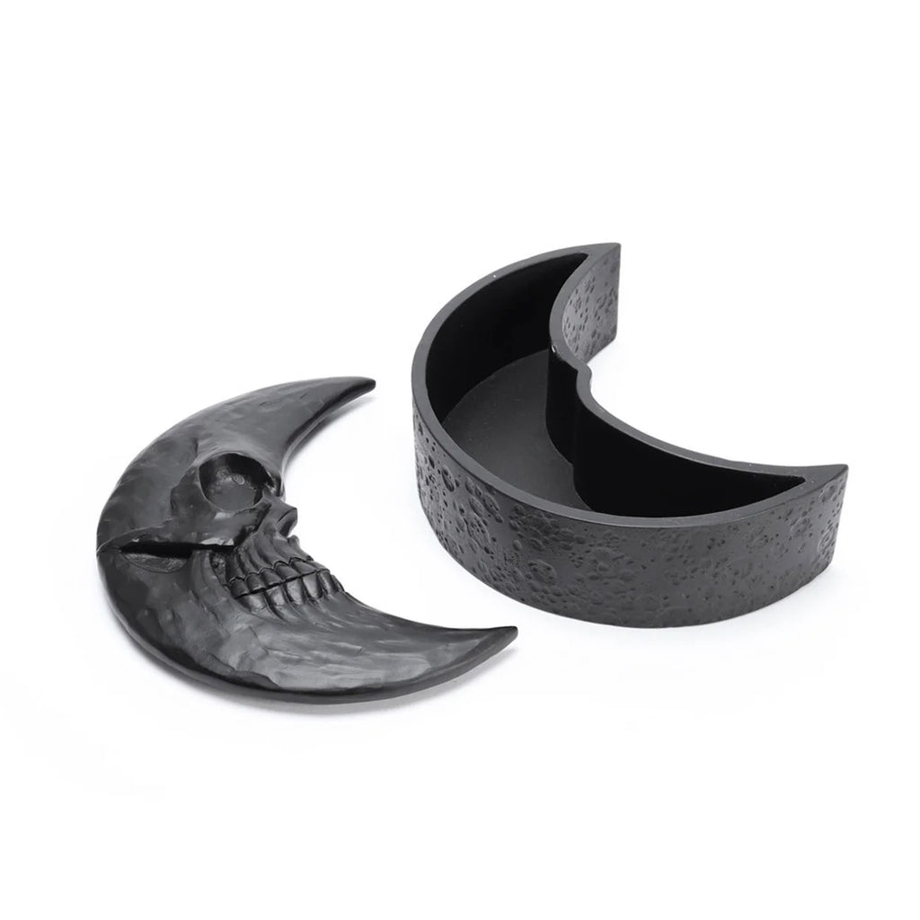 Matte Black Resin Skull Moon Box E157121
