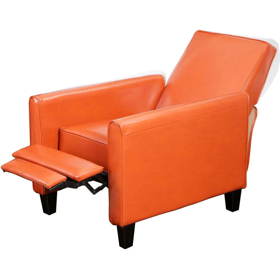Orange Bonded Leather Push Back Recliner K2676