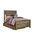 Full Panel Bed with Trundle in Brown H42909