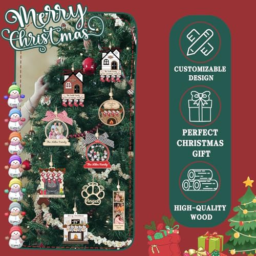 Christmas Ornament Family of 2 3 4 5 6 7 8 Wooden H596