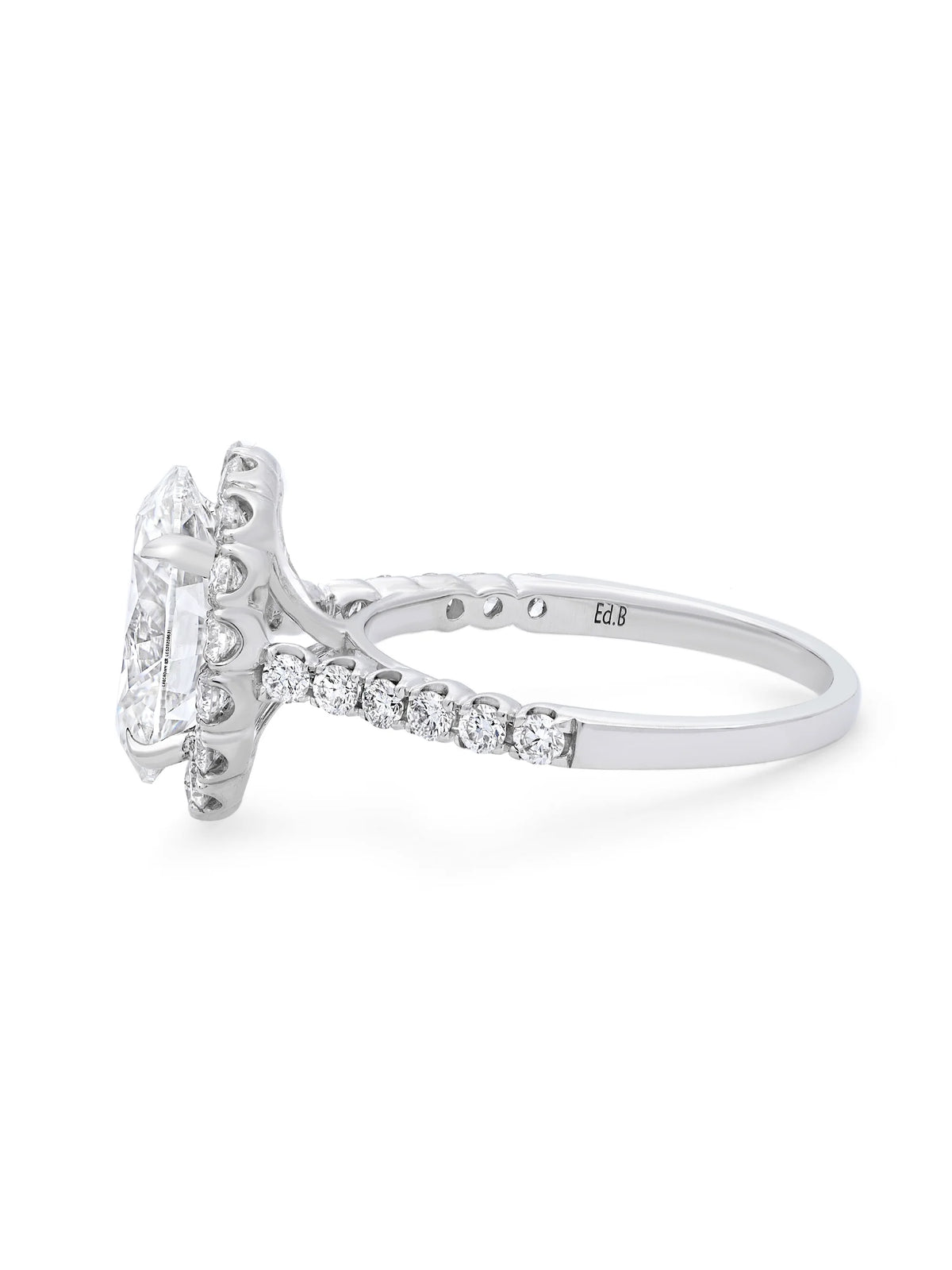 Oval Cut Diamond Engagement Ring 18K White Gold SZ 6 K89523