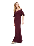 Purple Off-The-Shoulder Long Evening Dress W70521