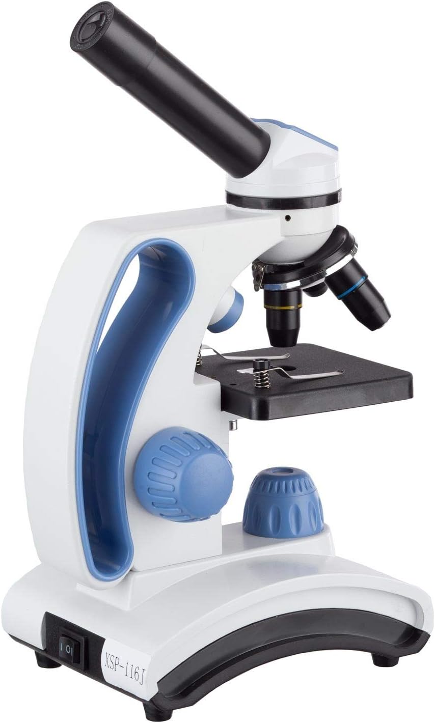40X-1000X Student Lab Compound Monocular Microscope with Optical Glass Lenses and Slide Preparation Kit A3896