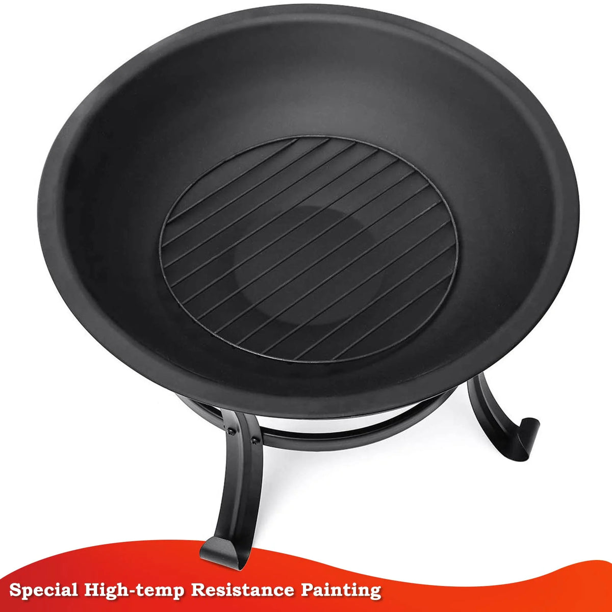 22 inch Wood Burning Steel Fire Pit with Spark Screen E587
